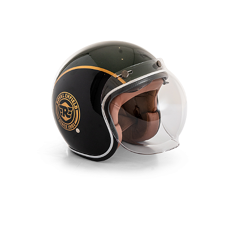 Capacete Aberto Lucca Mod. Sublime - Customizado por MTX Imports - Royal Enfield Meteor Verde, Preto e Dourado