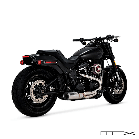 Escapamento Vance & Hines "PCX" Hi-Output  Short 2 into 1 - Stainless - Softail 2018 - 2024 - Fat bob - Low Rider S/ST