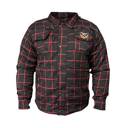 Camisa Masculina de Fibra Sintética Preta com detalhes Vermelhos - Kustom Art