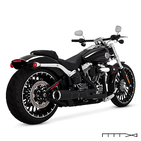 Escapamento Vance & Hines Hi-Output Short 2 Into 1 - Preto - Softail Breakout 2013 - 2017