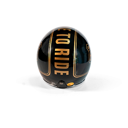 Capacete Aberto Lucca Mod. Sublime Route 66 - Customizado por MTX Imports - Cor Preto com detalhes Dourados
