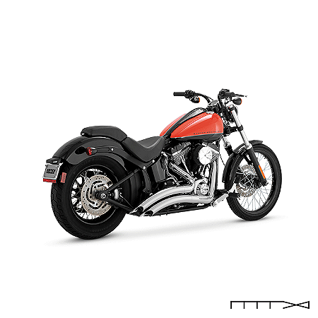 Escapamento Vance & Hines Big Radius 2 Into 2 - Cromado - Softail 1986 - 2017