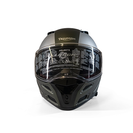 Capacete Escamoteável Lucca Mod. Rider One 1 - Customizado por MTX Imports - Triumph Verde e Prata Fosco