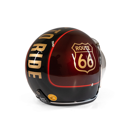 Capacete Aberto Lucca Mod. Sublime Route 66 - Customizado por MTX Imports - Cor Bordo