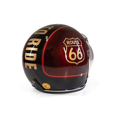 Capacete Aberto Lucca Mod. Sublime Route 66 - Customizado por MTX Imports - Cor Bordo