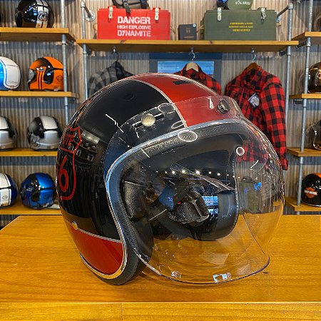 Capacete Aberto Lucca Mod. Sublime Route 66 - Customizado por MTX Imports - Whiskey Fire