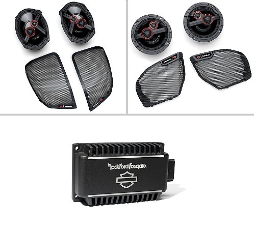 Kit de Áudio de 4 Altos-Falantes + Amplicador Harley Davidson com tecnologia Rockford Fosgate III -  Touring 2025+