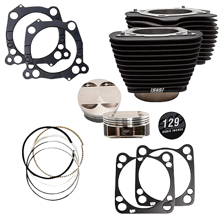 Big Bore S&S Cycle 129" Kit Cilindro para motores Harley Milwaukee-Eight 107" (2017-2026) - Preto Texturizado