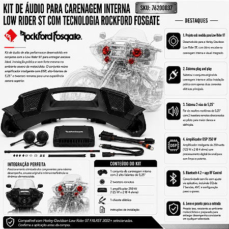 Kit de Áudio para Carenagem Interna Low Rider ST com tecnologia Rockford Fosgate