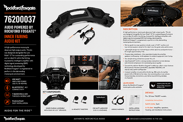 Kit de Áudio para Carenagem Interna Low Rider ST com tecnologia Rockford Fosgate