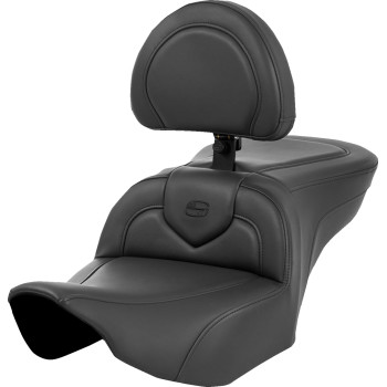 Banco Roadsofa 2 Lugares com Encosto Costura Preta para Harley Touring 24-26– Saddlemen