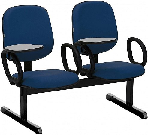 Cadeira ECO longarina diretor com prancheta escamoteável 2 lugares