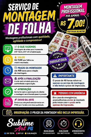 Montagem da folha DTF por folha