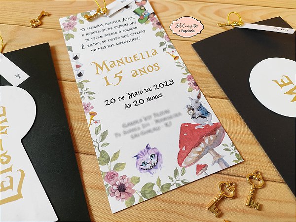 Convite 15 anos Alice no País das Maravilhas