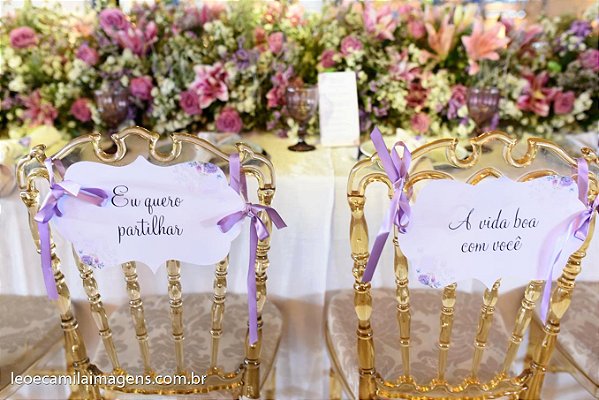 Placa para Cadeira dos Noivos