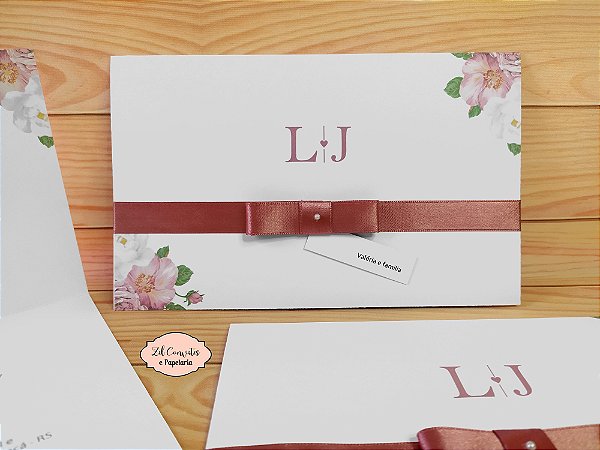 Convite Floral Cetim