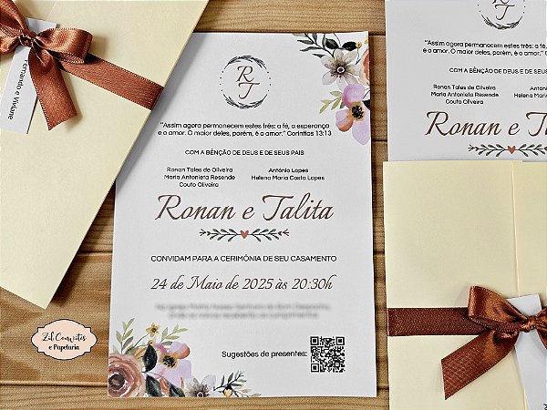 Convite Floral Cetim
