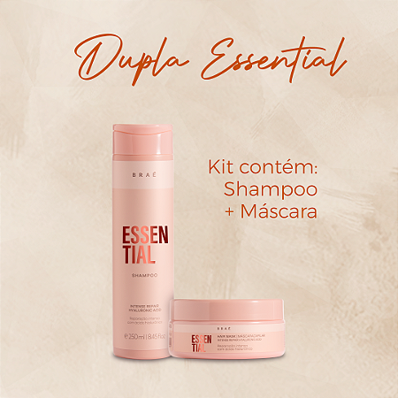 KIT DUPLA ESSENTIAL - SHAMPOO 250ML + MÁSCARA 200G