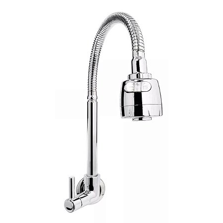 Torneira Gourmet Flexível Redonda Inox Abs Luxo Parede Cozinha