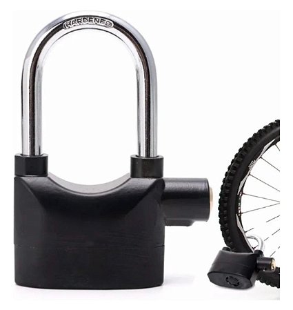 Cadeado Alarme Sonoro Antifurto Moto Trava Disco Portão Alto Cor Preto Alto