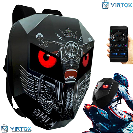 Mochila Com Olhos Led Bluetooth Inteligente para moto capacete Impermeável 20 litros
