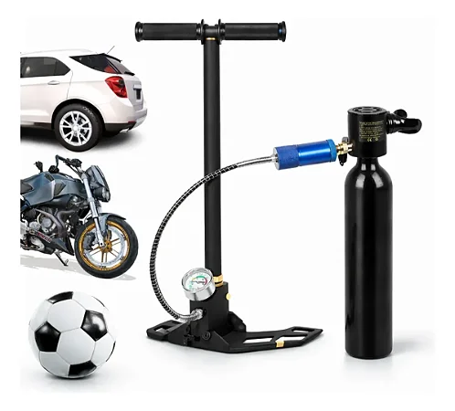 Bomba Manual De Ar P/ Encher Pneu Bola Com Medidor Portátil