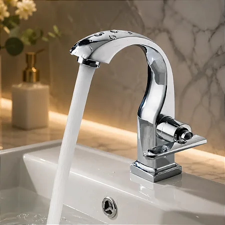 Torneira De Pia Cuba Bancada De Banheiro Metal Inox Prateado