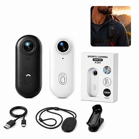 Mini Câmera De Ação Portátil Esportiva 1080p Wifi Com Cordão 120° Vídeo