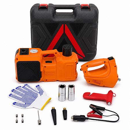 Macaco Elétrico Hidráulico Multifuncional Automotivo 12V Chave Impacto Compressor Lanterna LED