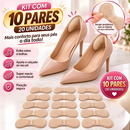 Kit 10 Pares Protetor Calcanhar Adesivo Palmilha Sapato