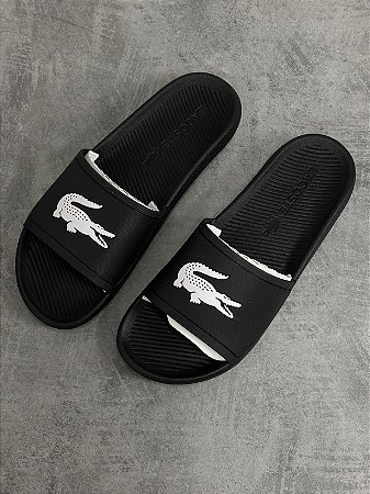 CHINELO SLIDE LACOSTE PRETO