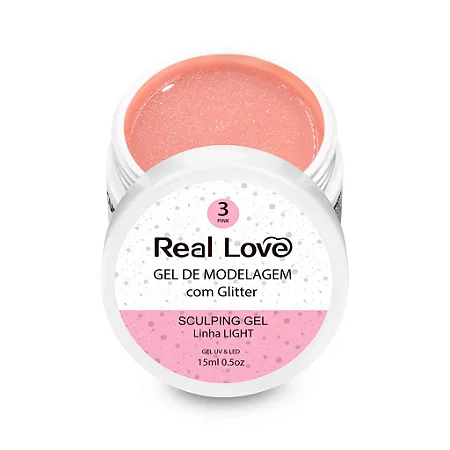 Real love Gel Com Glitter cor : 03 Pink