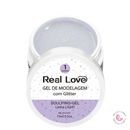 Real love Gel com glitte cor 01 Transparente