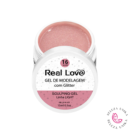 Real love Gel Com Glitter cor : 16  nude