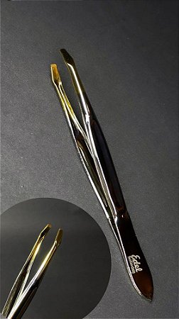Pinça para sobrancelha Edel Solingen reta estreita - Ouro