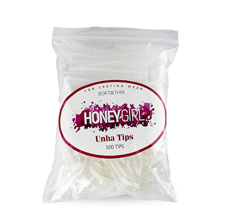 Tips Honey Girl Curvatura C pacote com 500 unidades Transparente