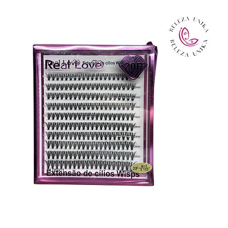 Cilios tufinho Wisps Real love 20P 0.10d  08 Mix 8 ao 14 cx rosa