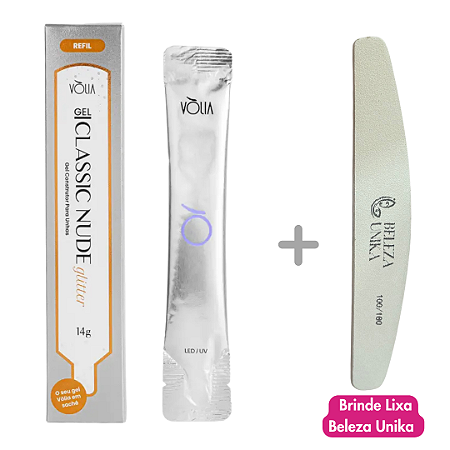 Volia Gel Sachê 14g Classic Nude Com Glitter