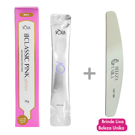 Volia Gel Sachê 14g - Classic Pink com Glitter