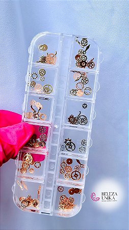 Kit Cartela de Decorações de unha Diversas engrenagens