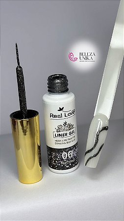 Esmalte em Gel Real love Pincel fino cor 06 Preto 10ml