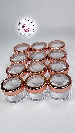 Porta Glitter com 12 potinhos Tampa dourada Médio