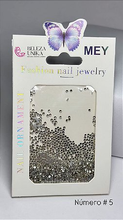 Strass Cartela Numero 05 Prata