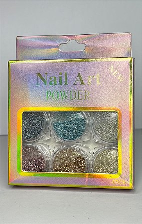 Kit Glitter Flocado Com 6 cores Nails Art