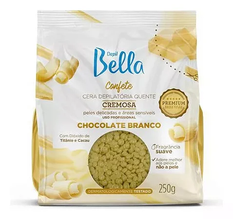 Cera Confete Chocolate Branco 250gr Depil Bella