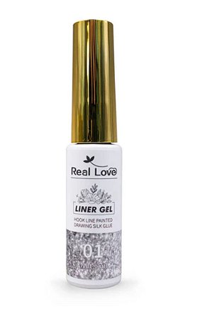Esmalte em Gel Real love Pincel fino cor 01 Prata 10ml