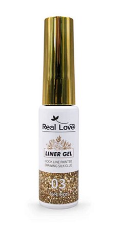 Esmalte em Gel Real love Pincel fino cor 03 Dourado 10ml