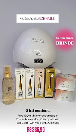 Kit Iniciante Uze Nails + Cabine Sun 5  De Brinde