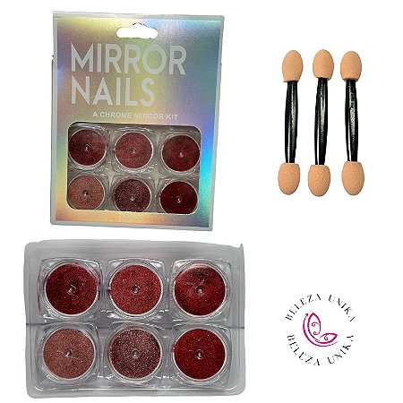 Pó cromado Kit com 06 unidades Vermelhos
