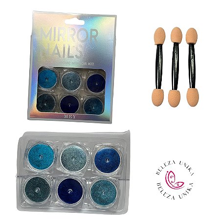 Pó cromado Kit com 06 unidades Azul